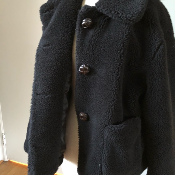 Zara black teddy bear coat medium - Picture 3 of 5